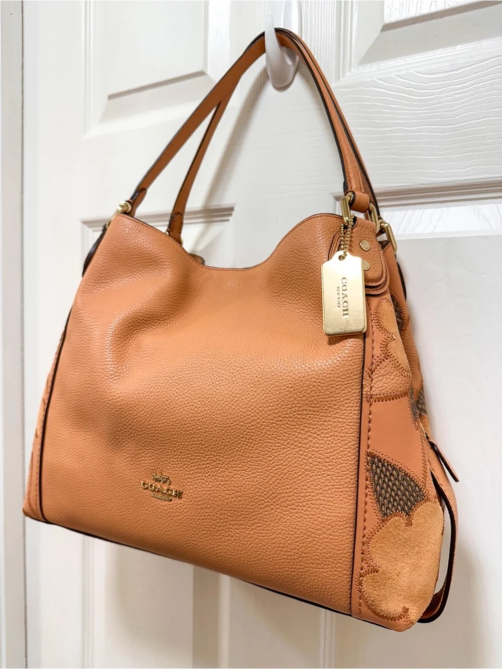 Coach Edie 31 Tea Rose Patchwork Bag Beechwood Leather Suede Like New